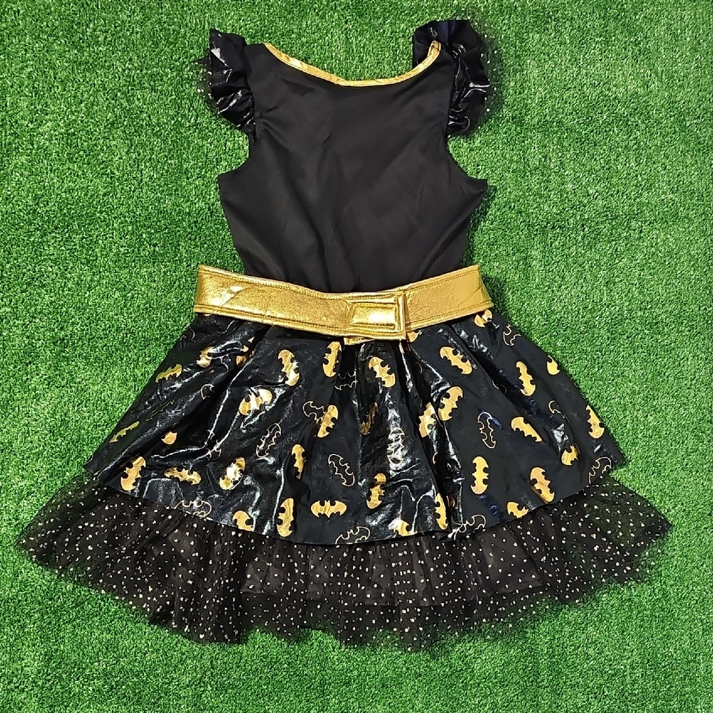 Girls Medium Batgirl Black & Gold Sequin Mesh Tutu Dress Costume Preowned - Picture 8 of 8